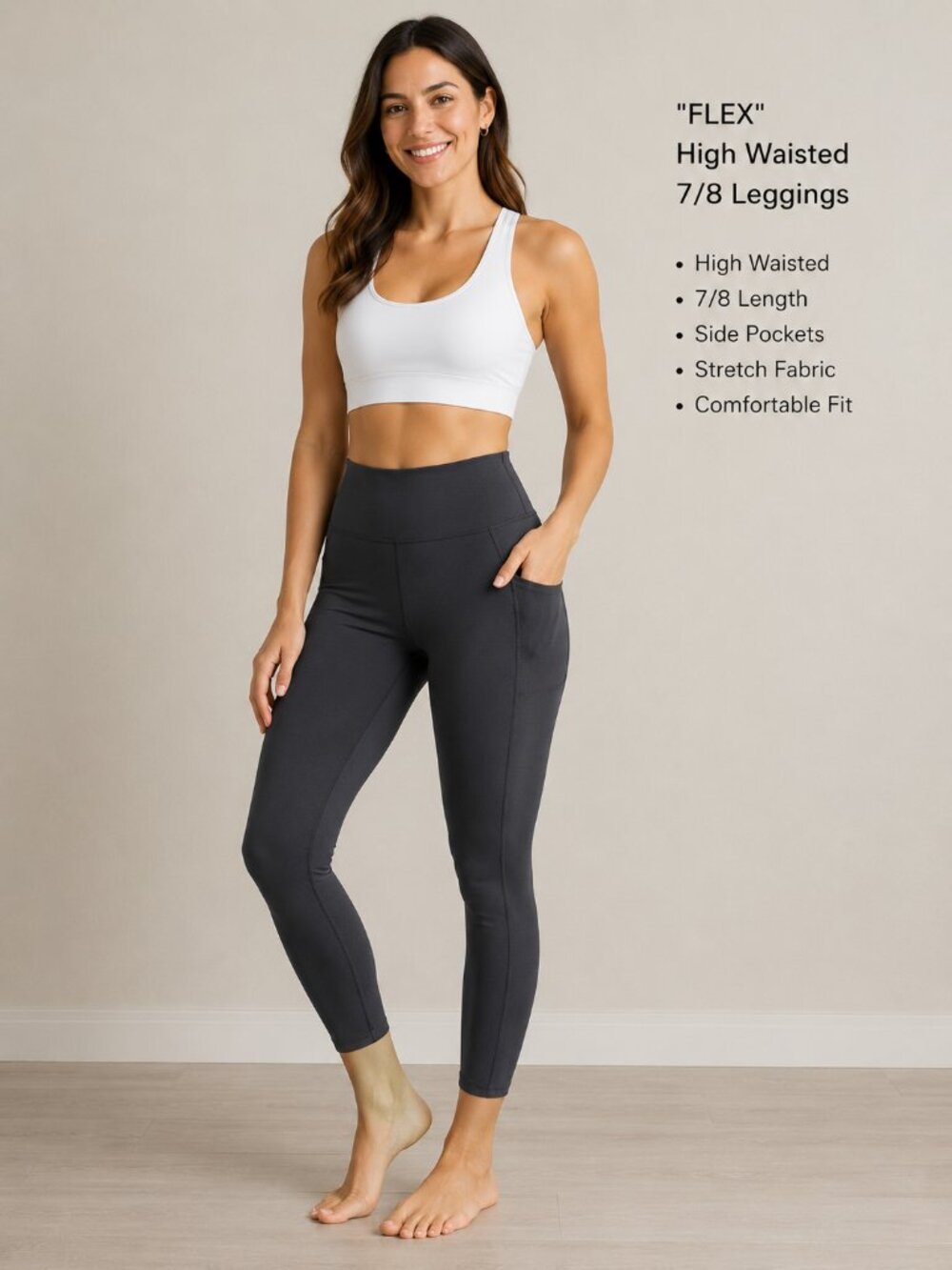 "FLEX" High Waisted 7/8 Leggings